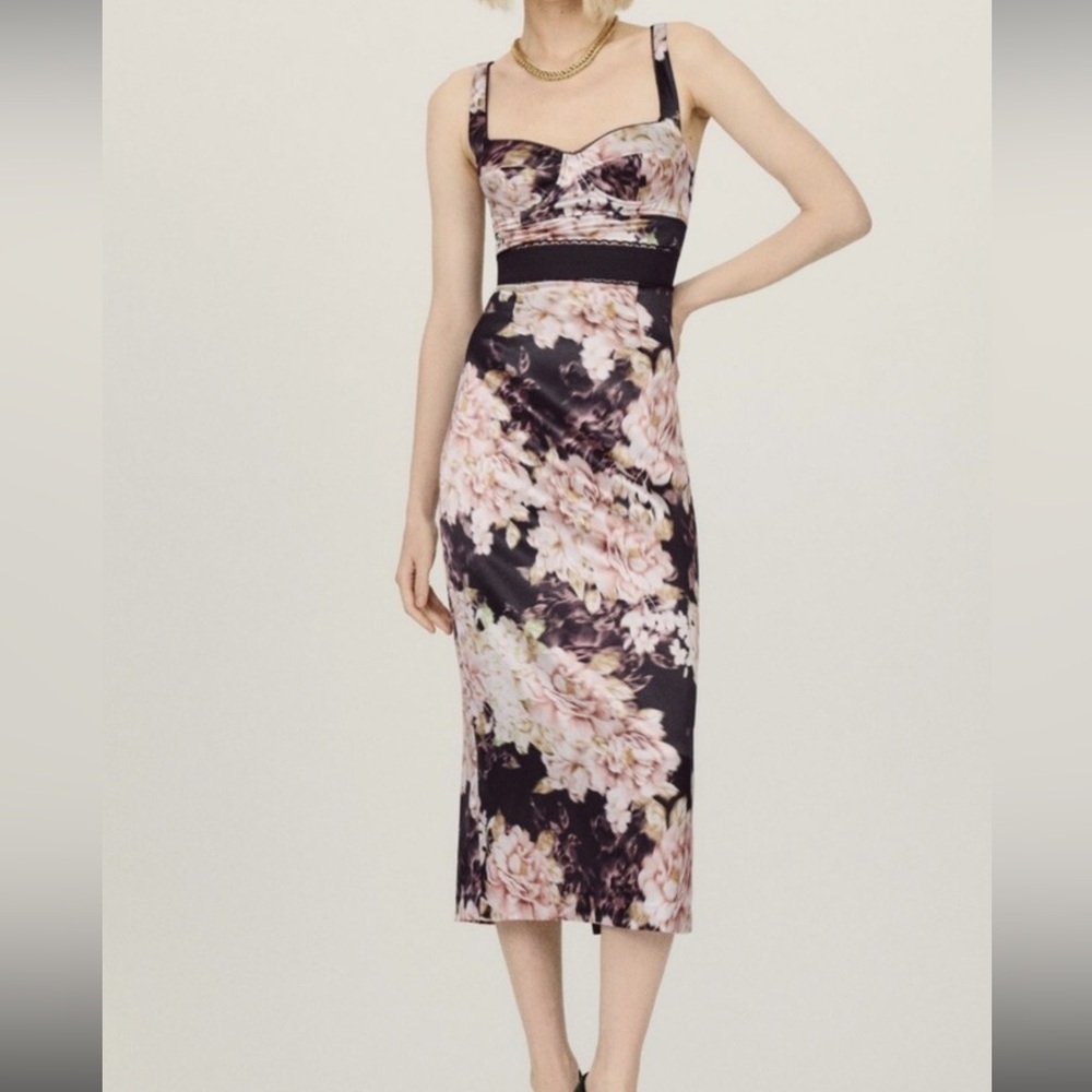 Reformation Black and Pink Floral Dress